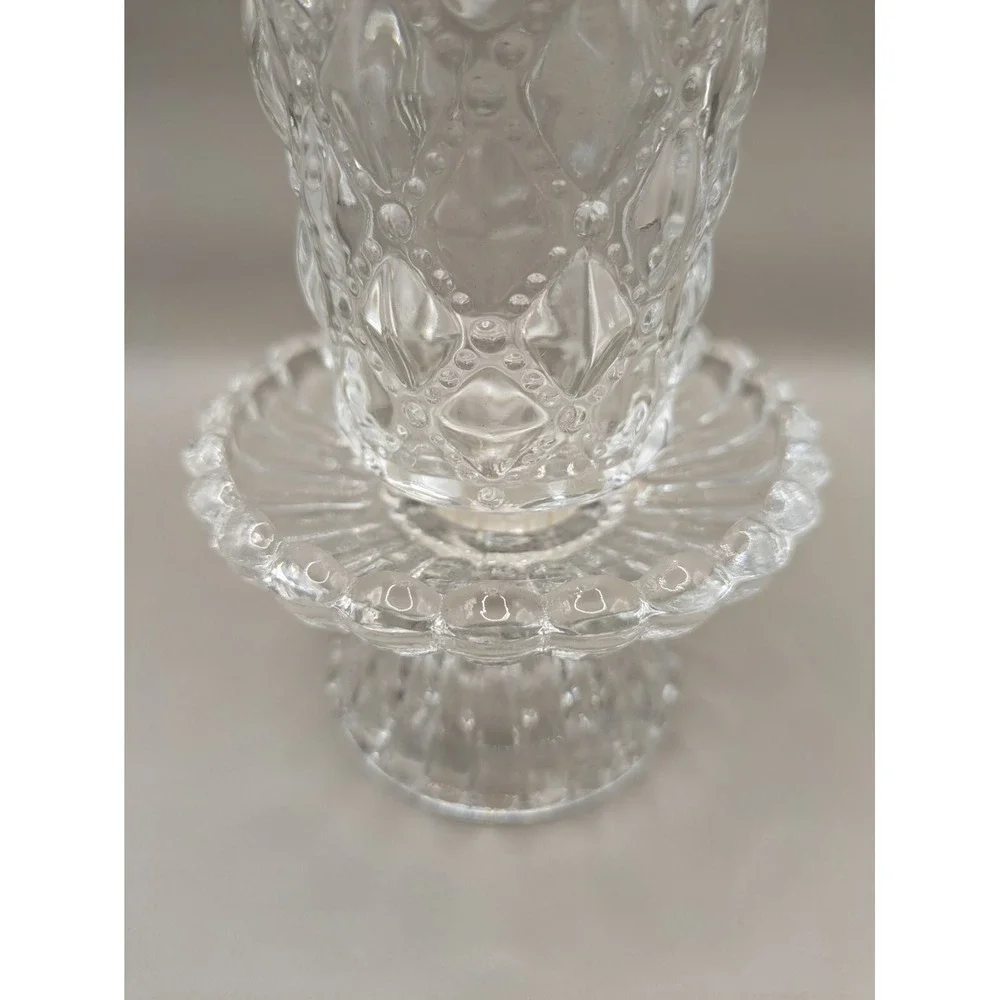 Partylite Crystal Quilted Shell Rib Votive Candle Holders Glass  Set Of 2. P9246